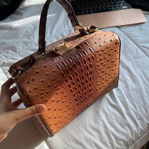 Square handbag brown crocodile print